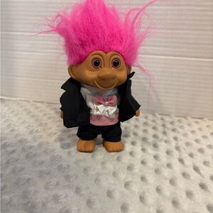 Charming Troll Doll with Pink Hair and Black Tux